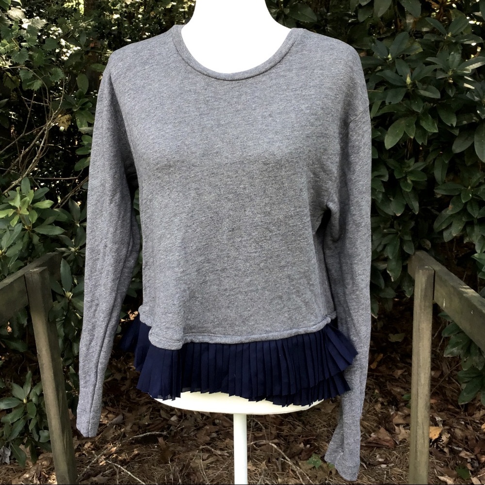 J. Crew Grey Sweater with Navy Trim